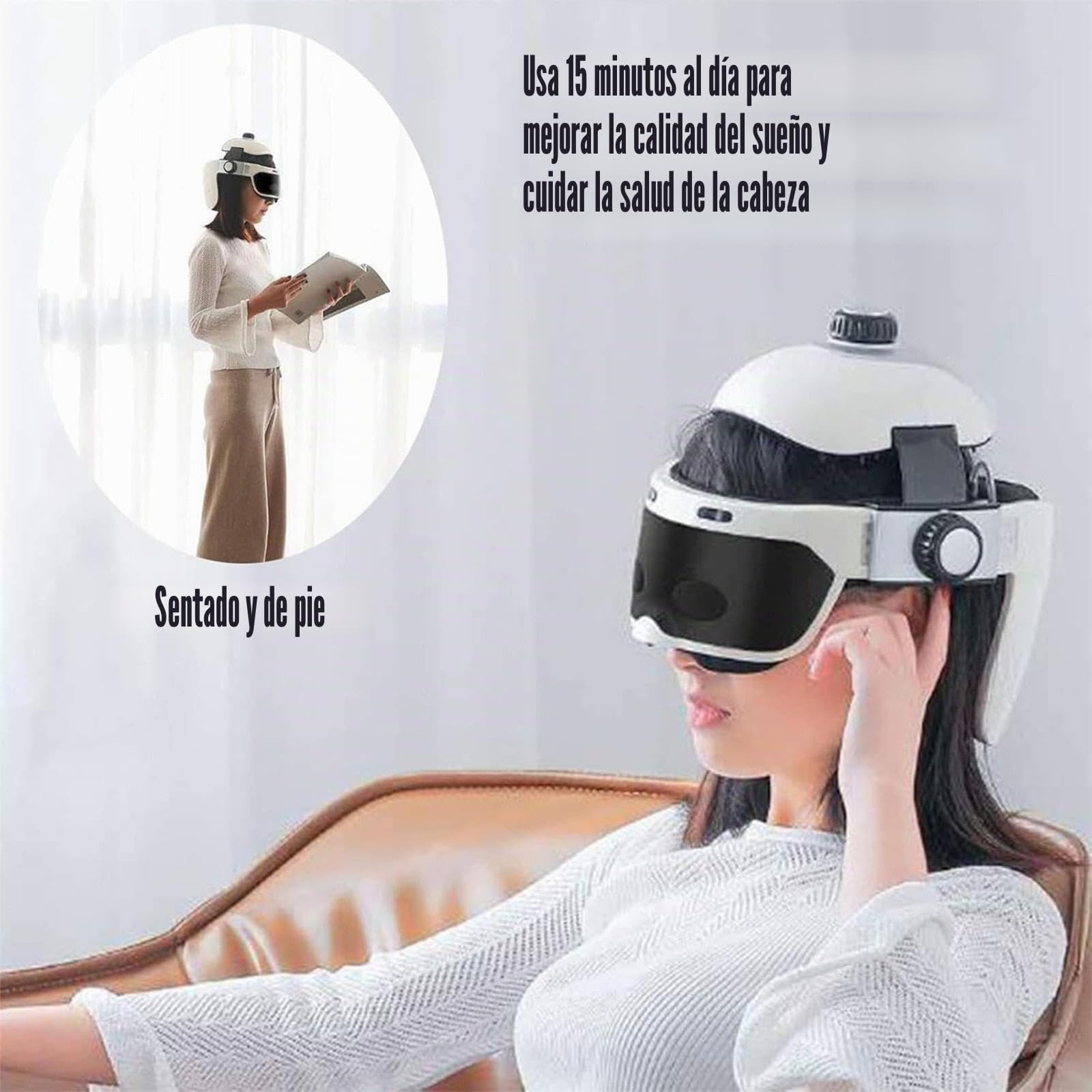 Casco masajeador de cabeza eléctrico con calefacción, inalámbrico, con cinco modos de masaje y bolsa de aire de 360 ​​grados, para el hogar y salón de belleza.