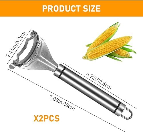 Miniatura 2 de 2 piezas de pelador de maíz, pelador de mazorca de maíz de acero inoxidable, pelador de maíz mágico para maíz en la mazorca, herramienta para pelar