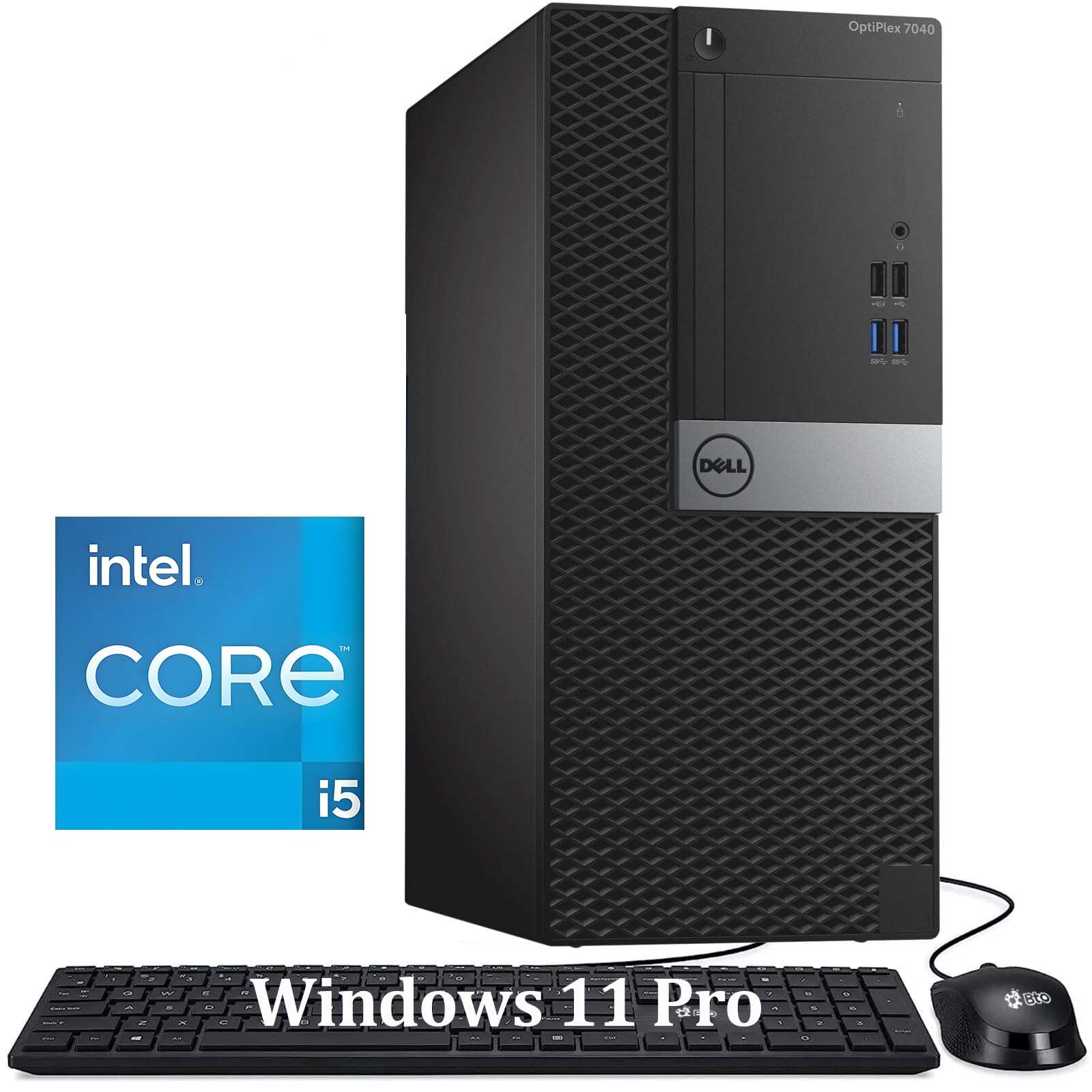 Dell Optiplex 7040 Mini Tower Ordenador de sobremesa, Intel Core i5-6500T, 8 GB de RAM, SSD de 256 GB, Teclado QWERTY Estadounidense, Wi-Fi y Bluetooth, Windows 11 Pro (Reacondicionado)