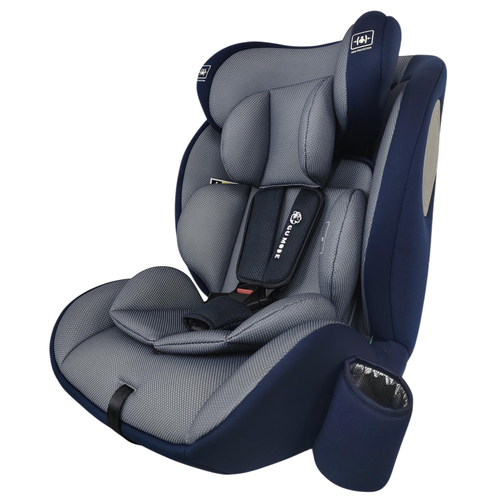 GU MODE チャイルドシート ジュニアシート 1歳頃~12歳(身長76-150cm) R129適合 5年保証 保温保冷ドリンクホルダー付き ロングユース ヘッドレスト13段階調整可能 取付簡単 メッシュタイプ (ブルー)