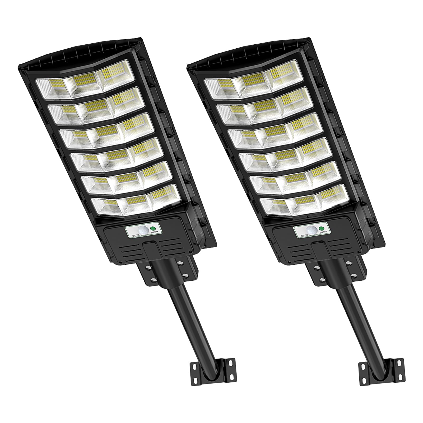 2Pack 600W Lampe Solaire Exterieur, 6500K Du crépuscule à l'aube LED Jardin Lampe avec TéLéCommande, IP65 Impermable Pour Rue Garage Éclairage public