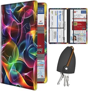 Car Registration Holder, Waterproof PU Leather Vehicle Glove Box Organizer for Driver License, Cards, Documents, Car Insurance Card Holder with Magnetic Closure, Abstract Smoke Paperwork Organizer