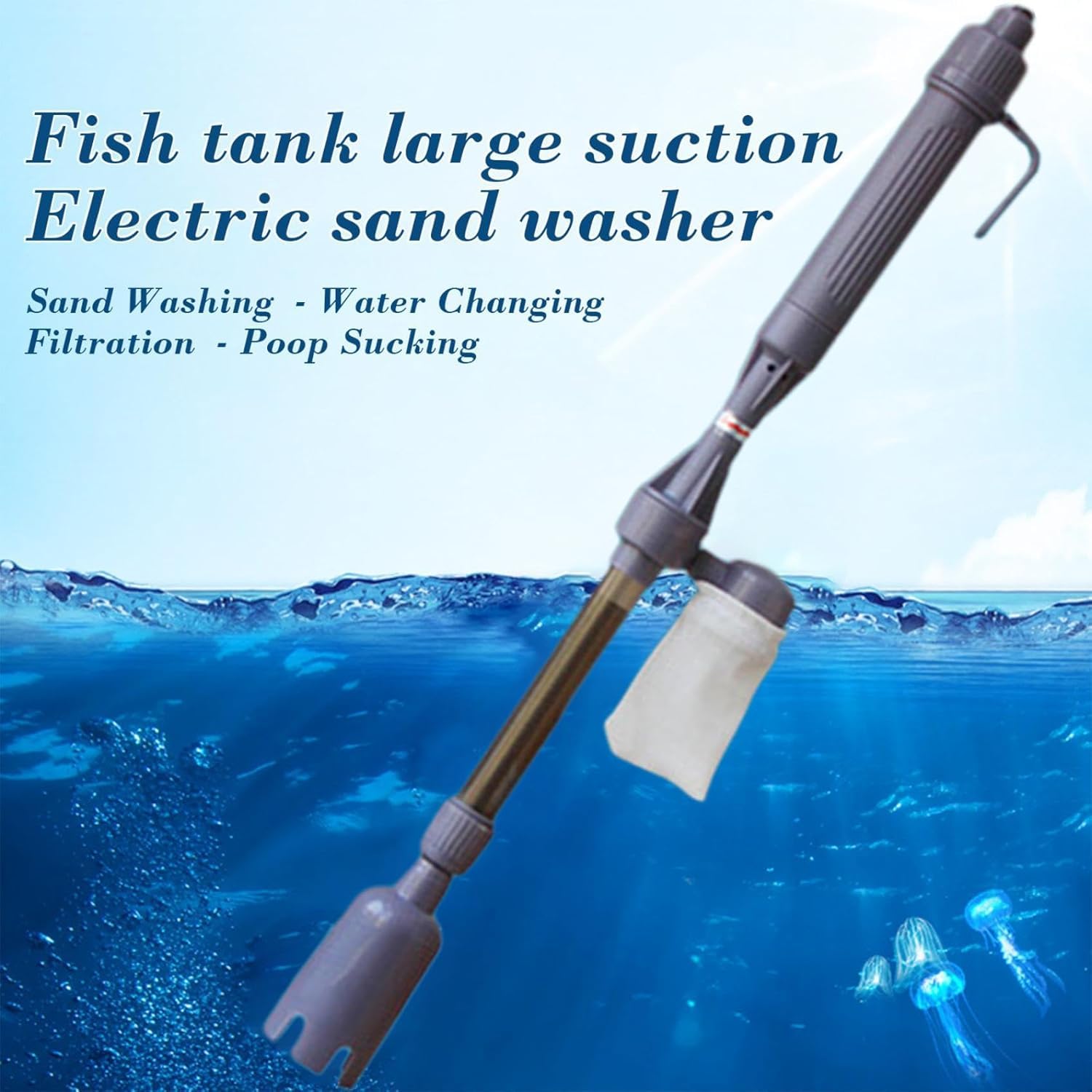 Limpiador eléctrico de Grava para Acuario, Aspirador de sifón automático 4 en 1 para Cambiador de Agua, Lavado de Arena, Herramientas de Limpieza de Acuario