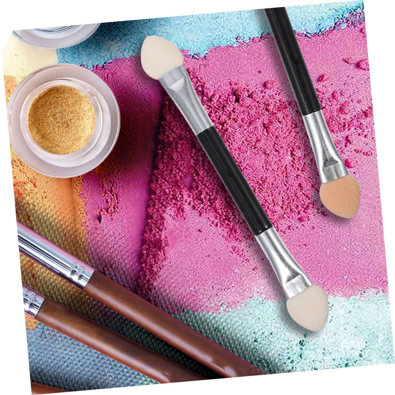 Angoily Professional Eye Shadow Brush Set 24pcs Green Eyeshadow Double-ended Makeup Sticks for Women Random Color