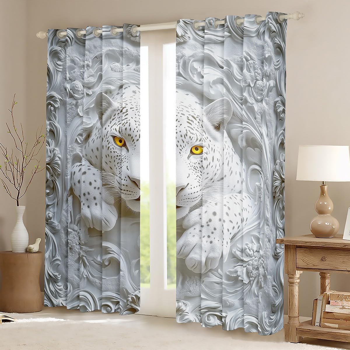 Manfei Happy Halloween Kids Window Curtains,Cartoon Ghost Bats Pumpkin Gothic Window Drapes for Girls Boys,Spider Web Western Trippy Retro Window Treatments Grommet Top 2 Panel Set,38Wx45L inch