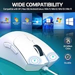 Attack Shark R1 Wireless Gaming Mouse,Tri-Mode Connection (2.4G/Wired/BT5.2),55g Lightweight Design,18K DPI Optical Sensor,HUYU 20 Million Key Life,Ergonomic Design,for PC/Laptop/Win/Mac(White)