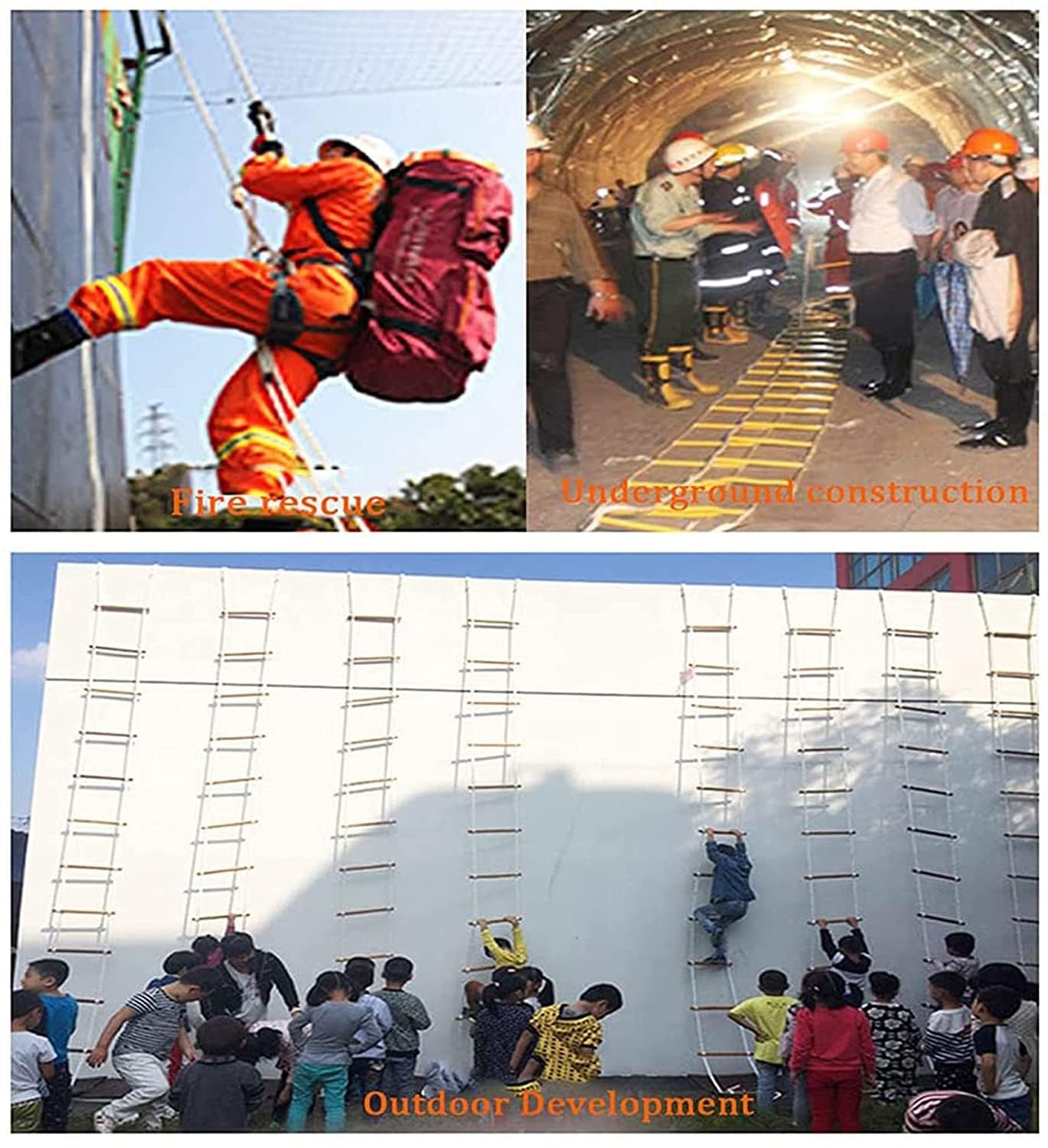 Scala di Sicurezza antincendio - Scala di Sicurezza ignifuga da 5 m (16,4 Piedi), Scala di evacuazione di Emergenza antincendio con Diametro di 18 mm, Ideale per la Sicurezza in casa e in uf
