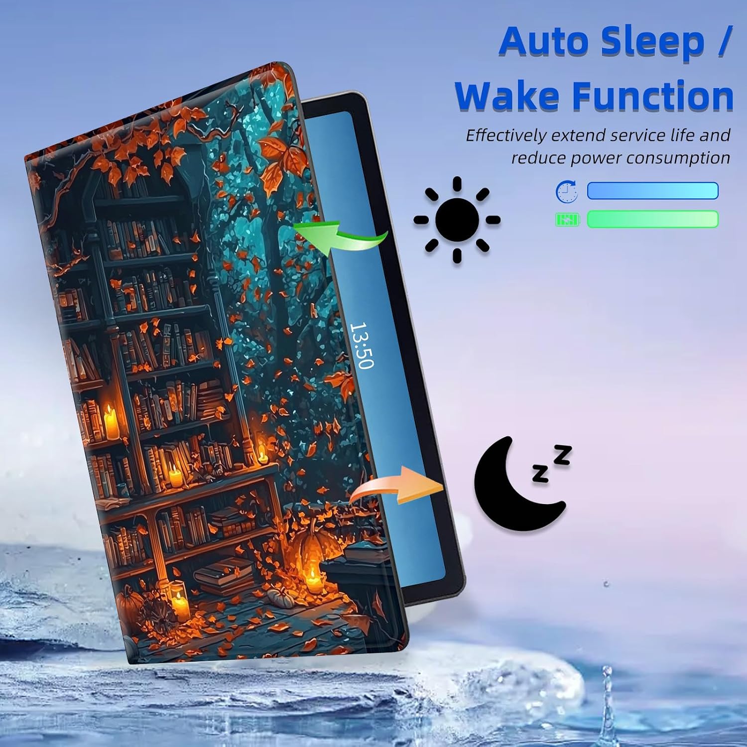 Case for Kindle Paperwhite 6(12th 7'' 2024)/Kindle Colorsoft Signature Edition 2024/2025 Rotating, Bookshlef Design Auto Wake Sleep Folio Leather Stand Case for Woman Man