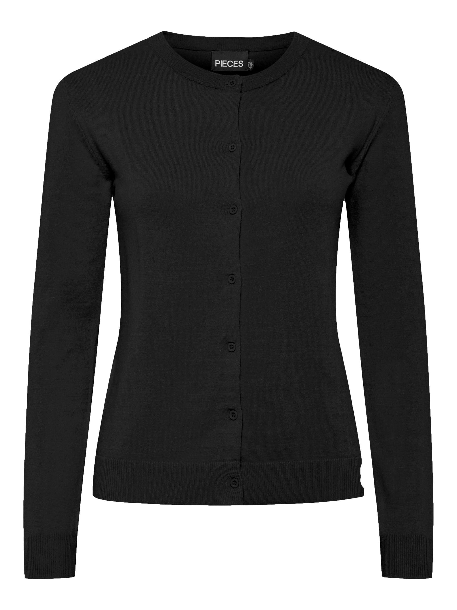 Pieces Pcnora LS O-Neck Cardigan Noos Bc, Black, S