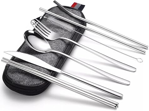 Valkyrie 8 Par a  antal  Yolculuk  atal B ak Ka k Pipet Chopstick Seti Kamp Okul Ofis Tatil Paslanmaz  elik Metal