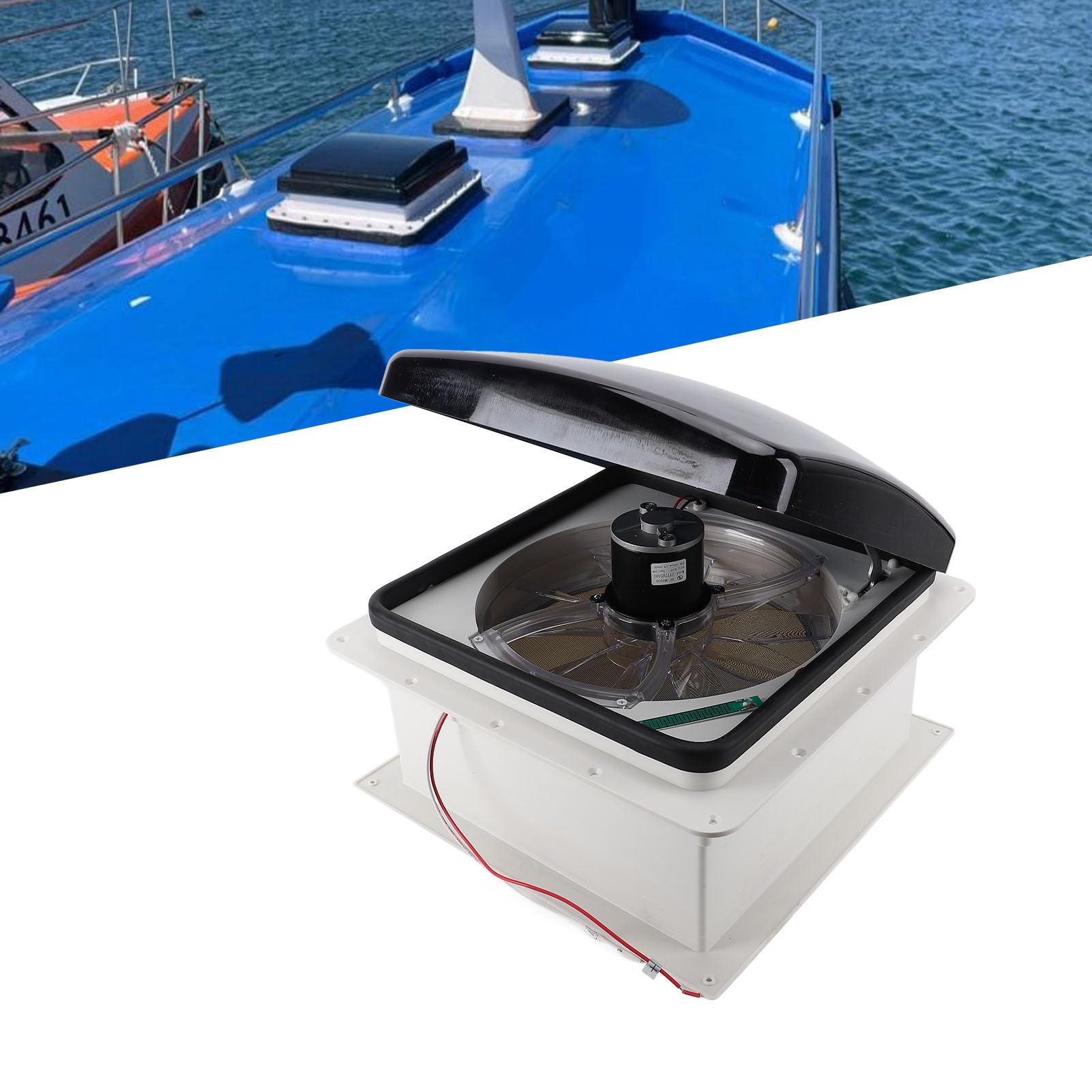Cocoarm Wentylator Dachowy do Kampera, 12 V Sufitowy Wentylator z Pilotem Zdalnego Sterowania z Podwójnym Trybem Nawiewu i Wywiewu Oraz nierdzewną siatką, do Kampera, Samochodu