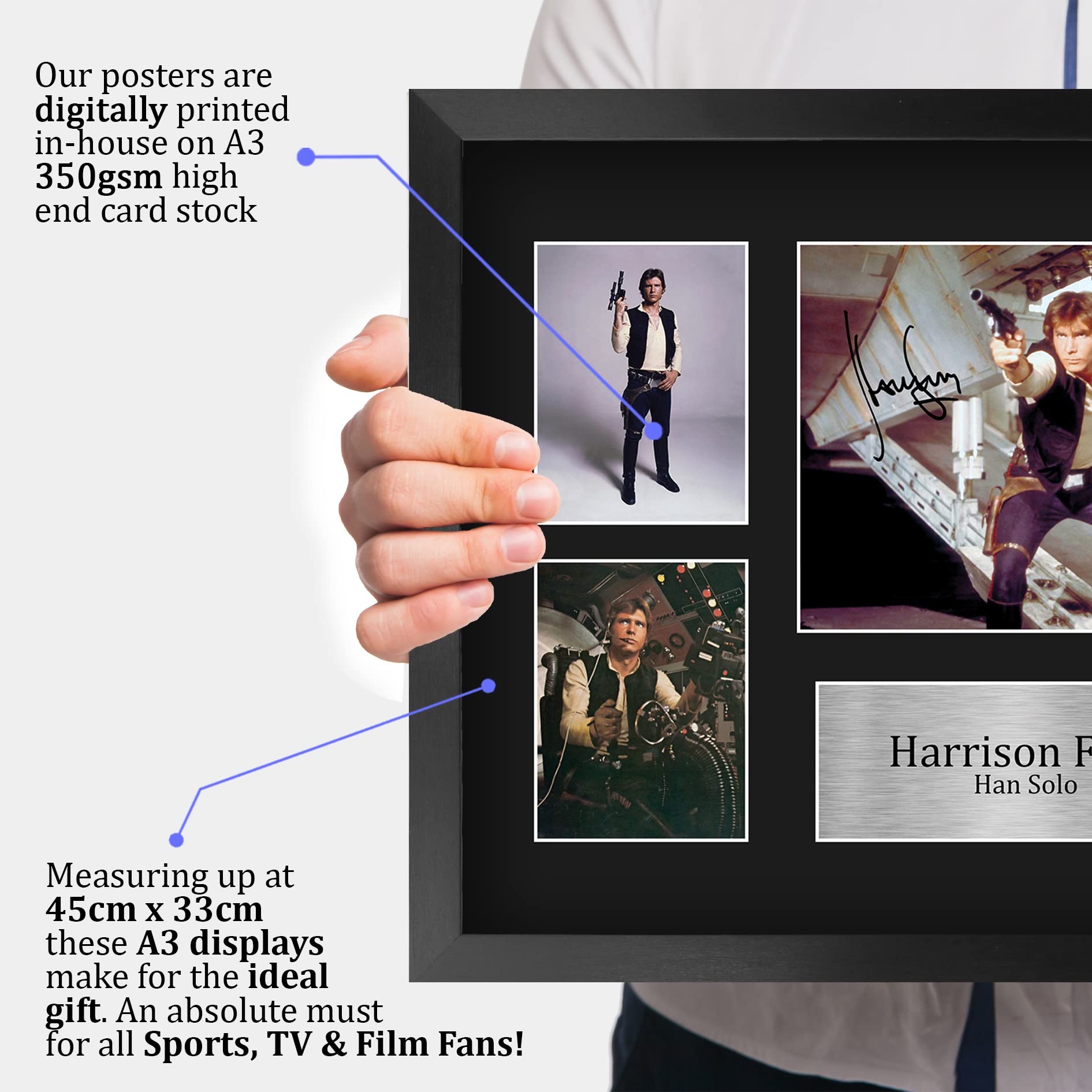 HWC Trading FR A3 Harrison Ford Star Wars Han Solo Gifts Printed Signed Autograph Picture Display for Movie Memorabilia Fans - Image 3