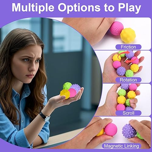 Miniatura 74 de BUSOHA Bolas de silicona para la ansiedad, paquete de 4 juguetes para adultos, juguetes sensoriales para adultos, adolescentes, regalos para calmar