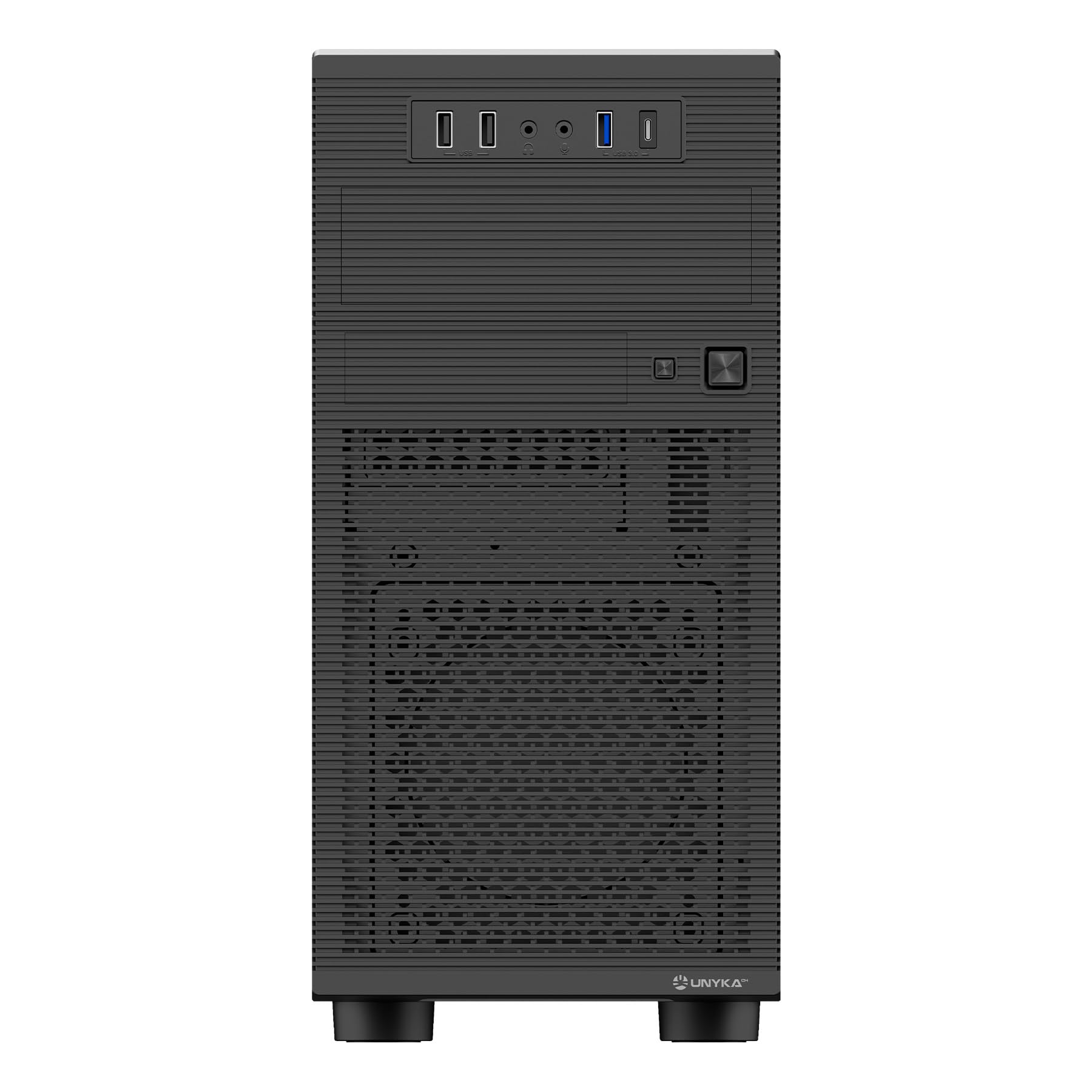 UNYKAch Aero C15 - Case per PC Micro ATX, USB-C frontale + USB 3.0, ventola da 80 mm inclusa, compatibile con mATX/ITX, GPU fino a 300 mm, 2 SSD + 2 HDD, alloggiamento esterno da 5,25" per DVD o