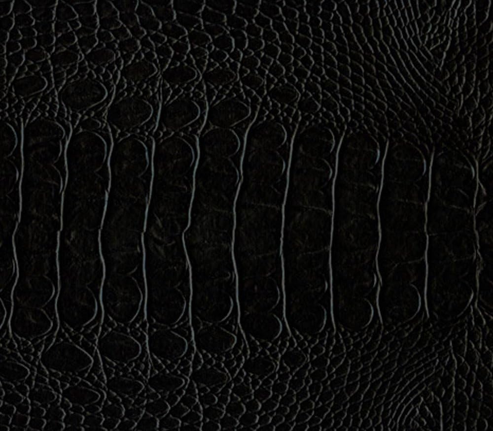 Vinyl Crocodile Crock Fake Leather Upholstery 54" Wide Sold by The Yard (Ebony Black)