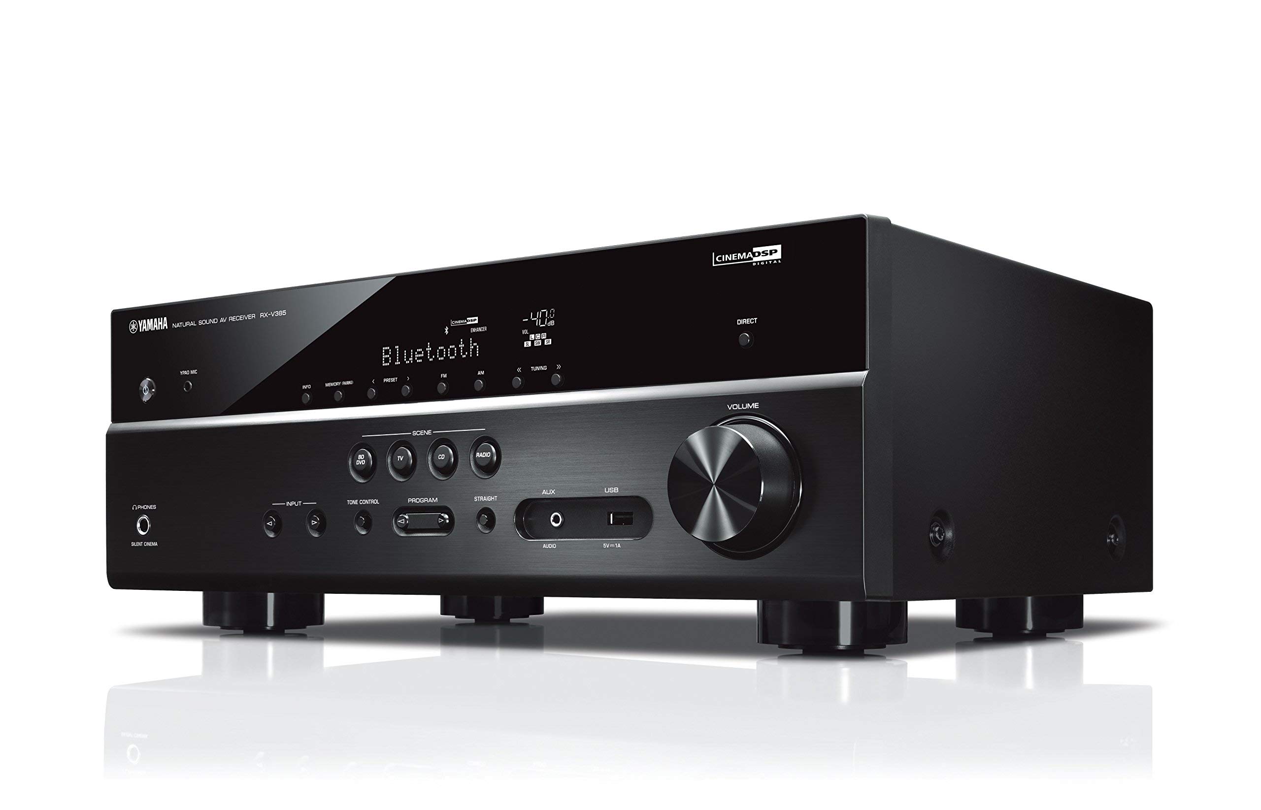 Refurbished) Yamaha RX-V385 5.1-Channel 4K Ultra HD AV Receiver 