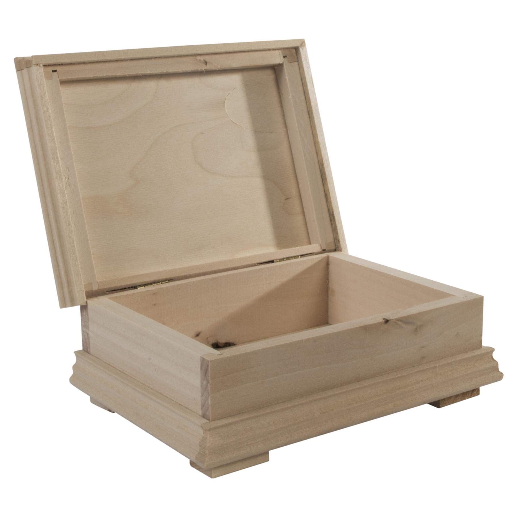 Unfinished Raw Wood Trinket Box | 17 x 12.5 x 6 cm | Classic Style for Craft