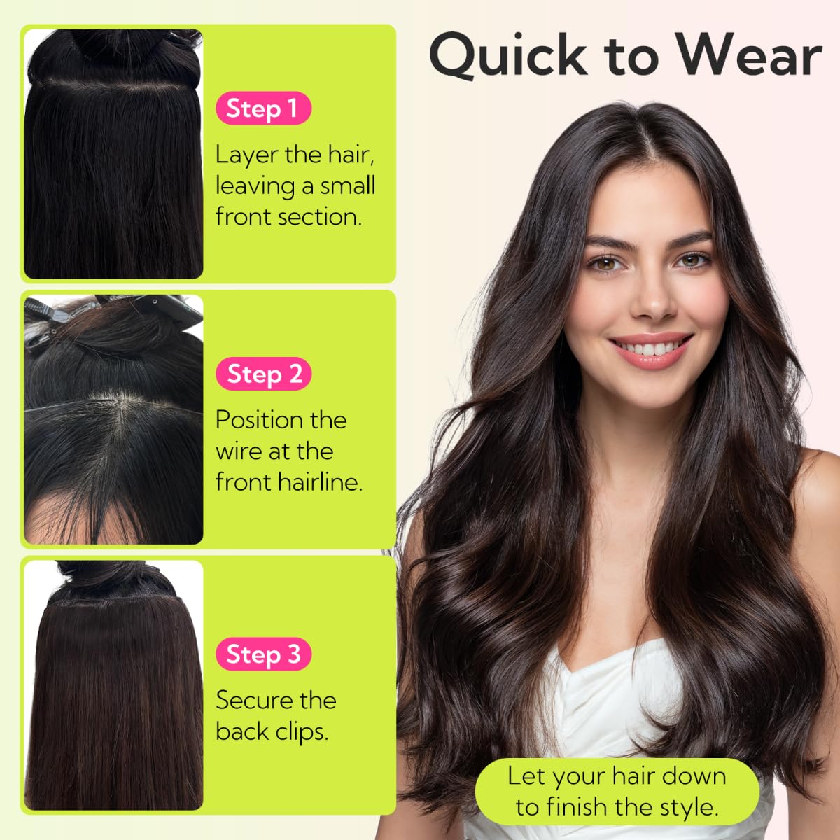 Wire Hair Extensions, 18 inch 95g Walnut Brown to Ash Brown and Bleach Blonde hotbanana Wire Hair Extensions, 18 inch 95g Walnut Brown to  main image 2