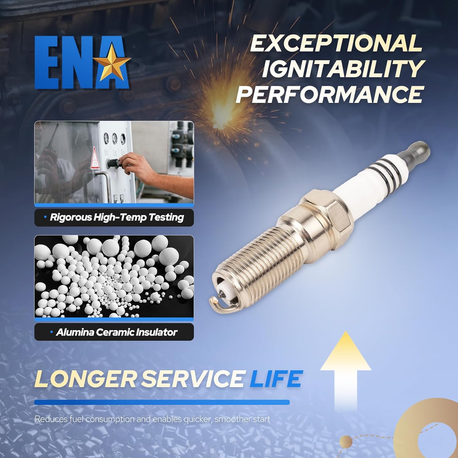 ENA Set of 16 Platinum Spark Plug Compatible with Ford 2017 2018 2019 E-350, 2010 2012 2013 2014 F-150, 2011-2020 F-250 F-350 Super Duty Replacement for SP526 CYFS12FP SP526X