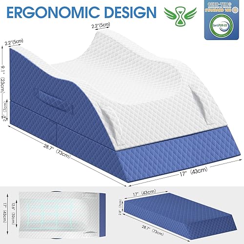 Miniatura 2 de Almohadas de elevación para pierna después de la cirugía, almohada de cuña ajustable de espuma viscoelástica para lesiones o descanso, almohada de