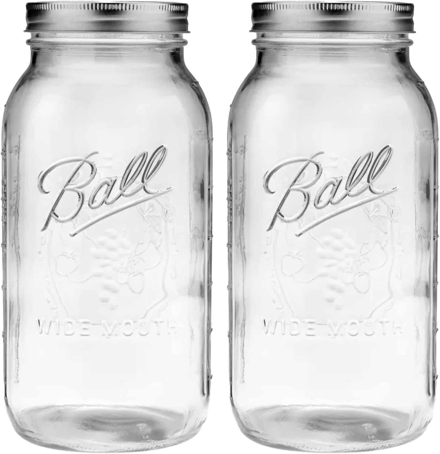 WOODRIVER Wide Mouth Mason Jars 64 oz Half Gallon Mason Jars with Lids and Bands. Jars for Canning, Fermenting, Pickling, Storing. Large Mason Jars. Made in USA (6)