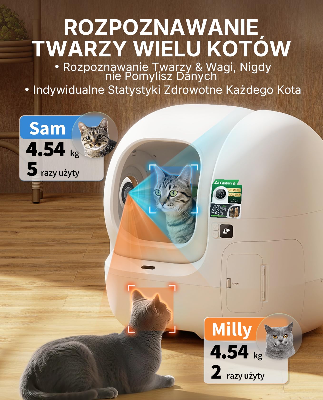 PETKIT PUROBOT MAX PRO 2 Samoczyszcząca Kuweta dla Kota, Większe Wejście, Kamera AI, Automatyczna Kuweta dla Kota, 2.4G i 5G Wifi, Kontrola Aplikacji, Eliminacja Zapachów, 76L, dla Różnych Kotów