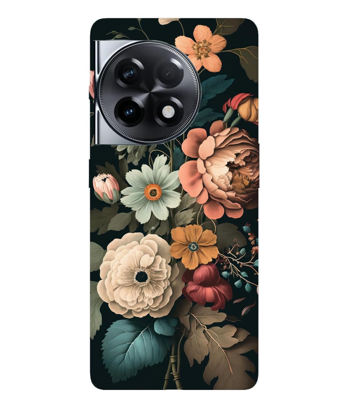 TRUEMAGNET Premium ''Flowers'' -(Grey) Printed Hard Mobile Back Cover & Case