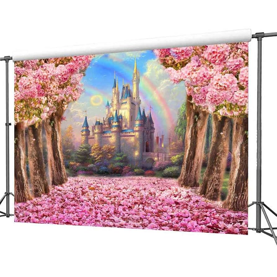 Amazon | ディズニーキャッスル 背景幕 7x5フィート 春