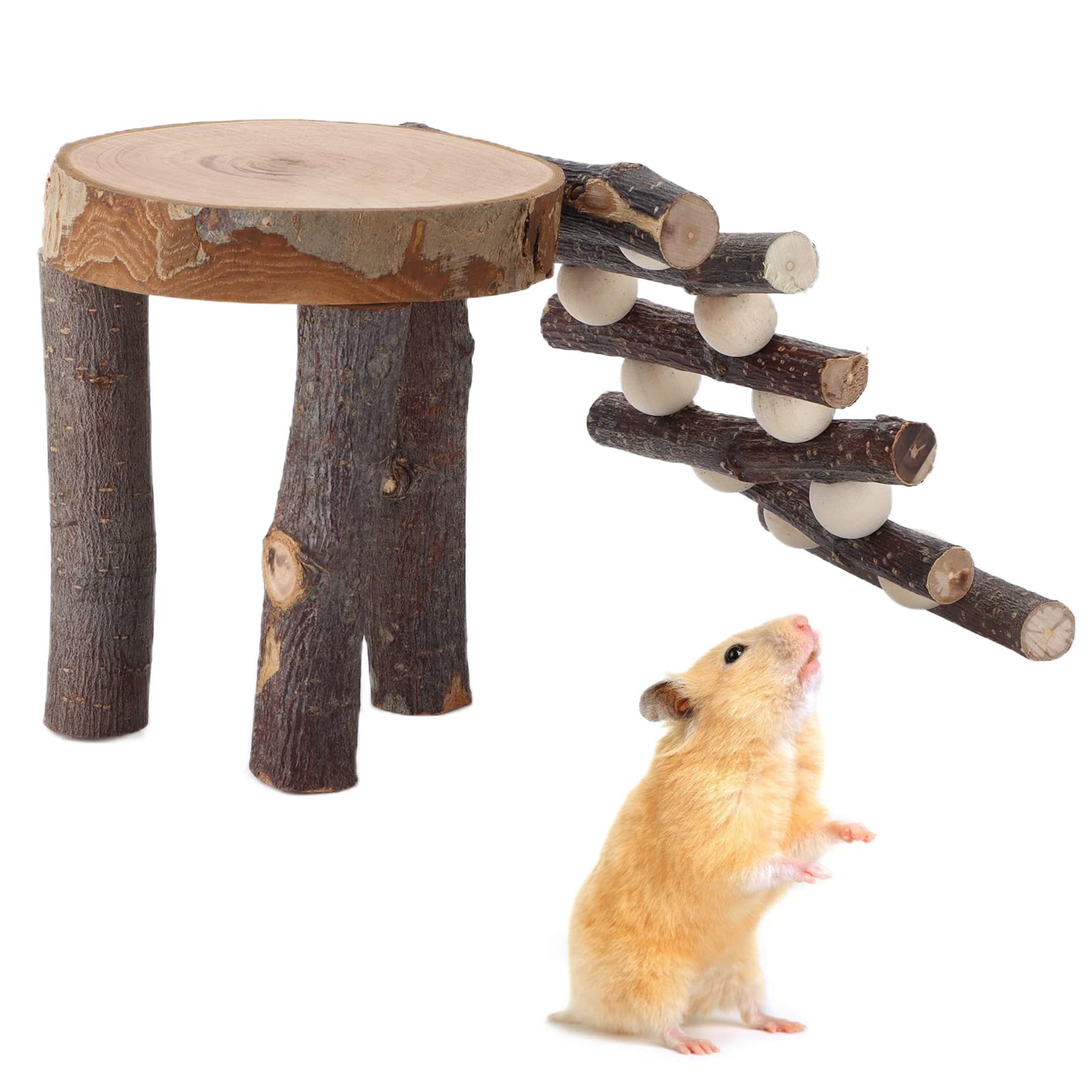 Hamster Holzleiter & Spielplattform - Natürliches Kletterspielzeug Für Nager