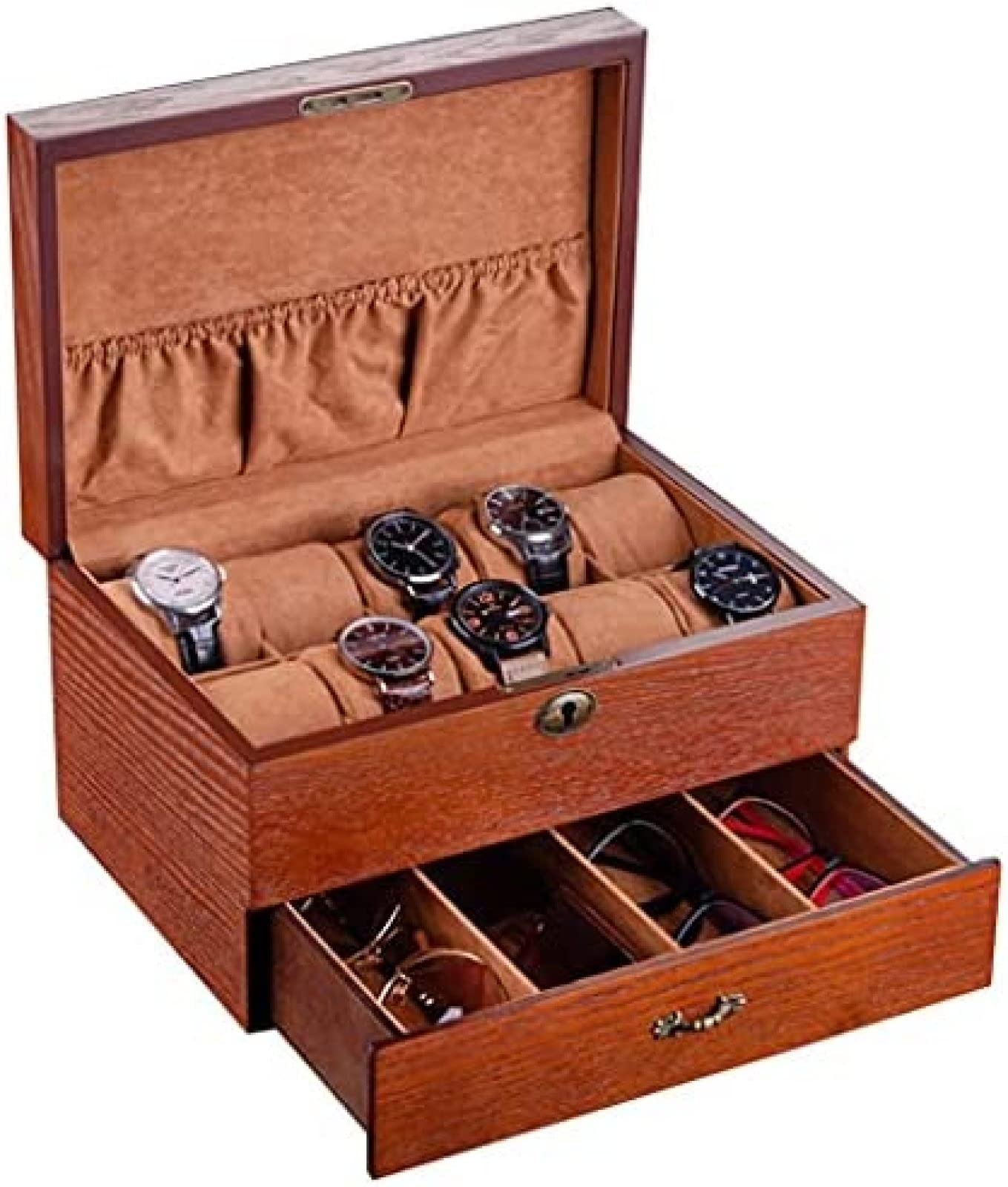 YNBSHGAA Watch Storage Box Wooden Multifunctional Large-Capacity Watch Box with Lock Mechanical Watch Storage Cabinet Birthday Gift for Friends,30×20.5×16.5cm