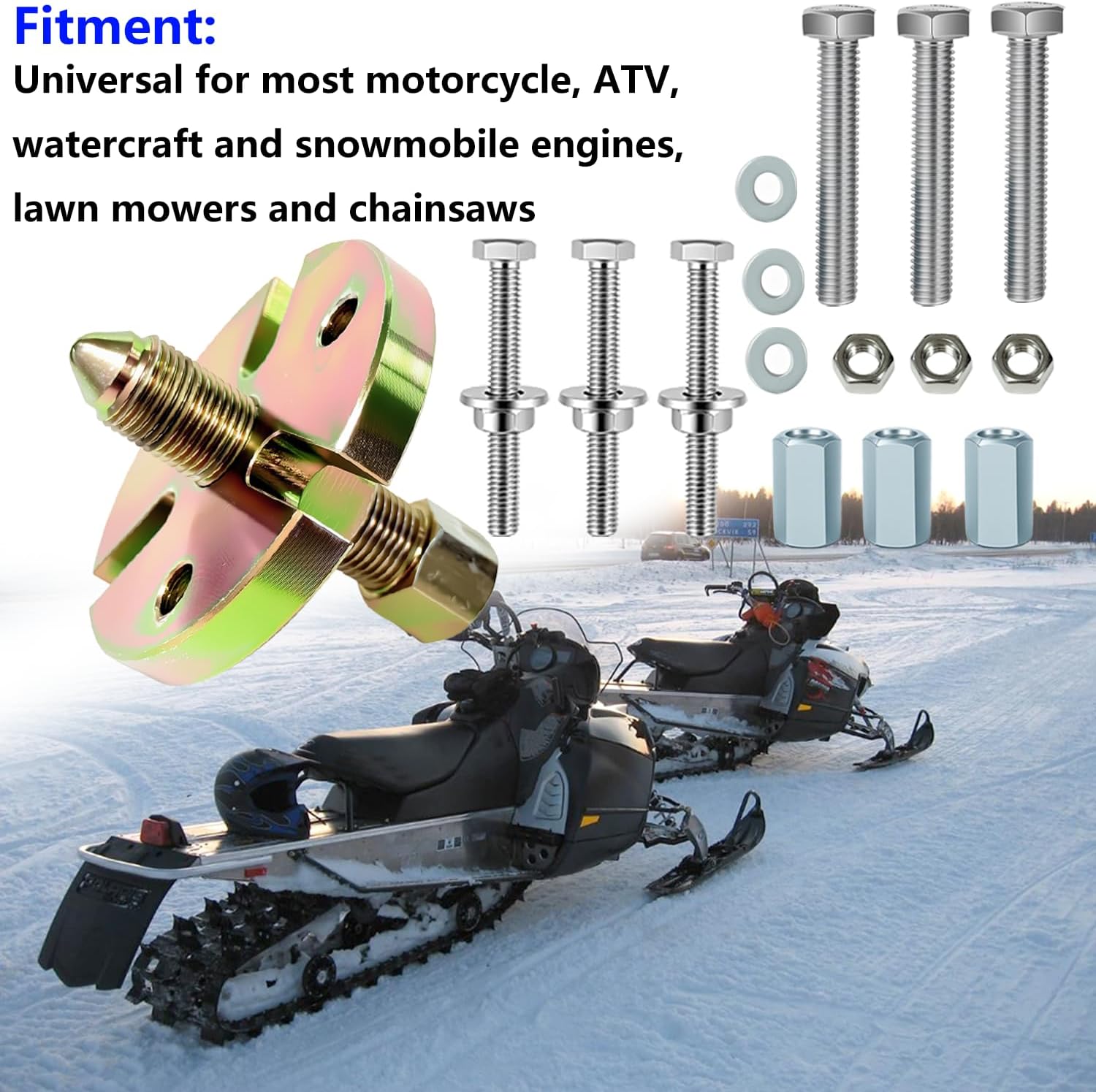 Universal Flywheel Puller Compatible with Polaris Ski Doo Kawasa-Ki Snowmobile Watercraft ATV-Gold Finished