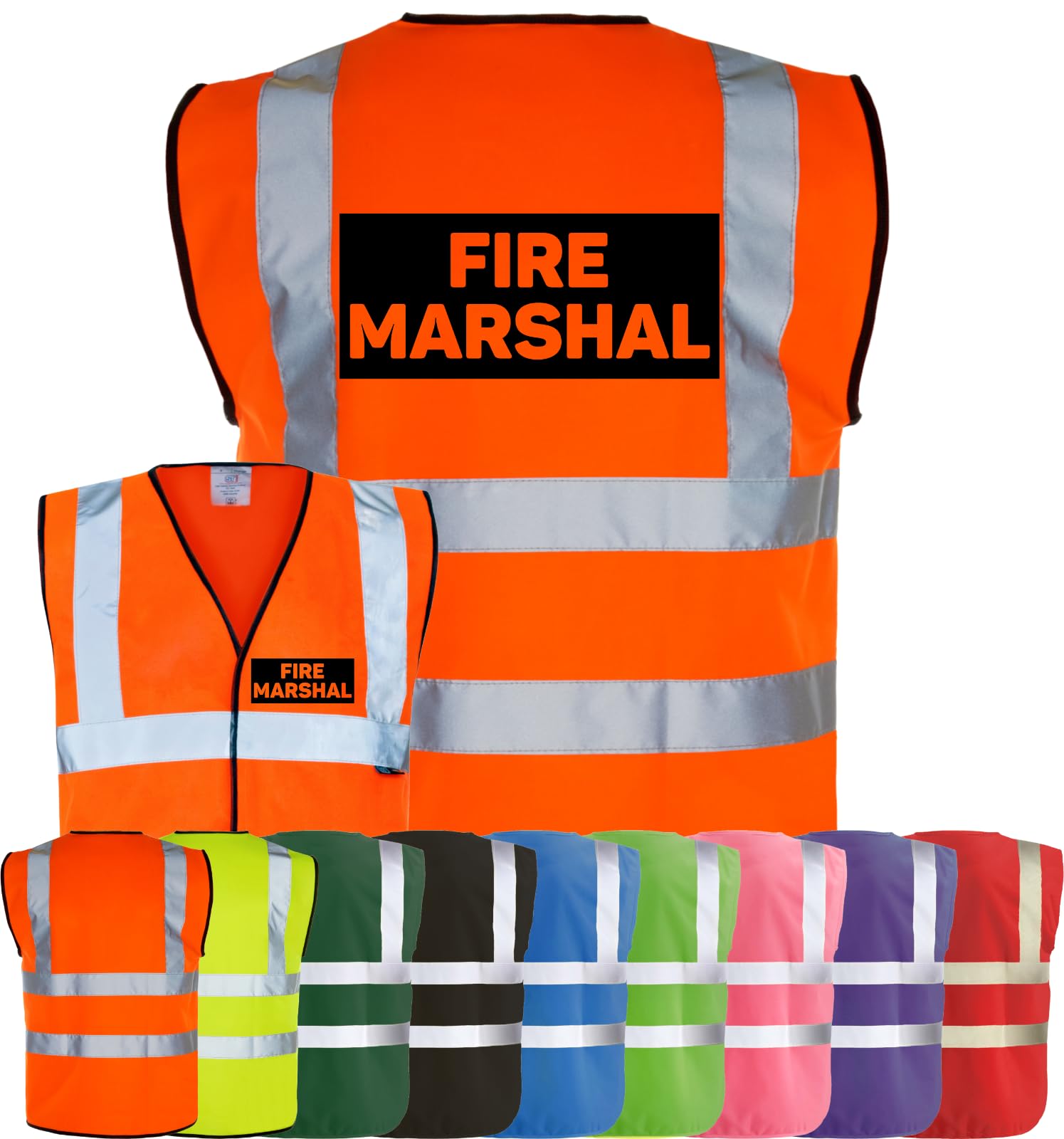 Corporate Togs FIRE MARSHAL Hi-Vis Safety Vest - High-Visibility Waistcoat Tabard, British Standard CE Marked, Fastening Vest | Protective Safety Wear