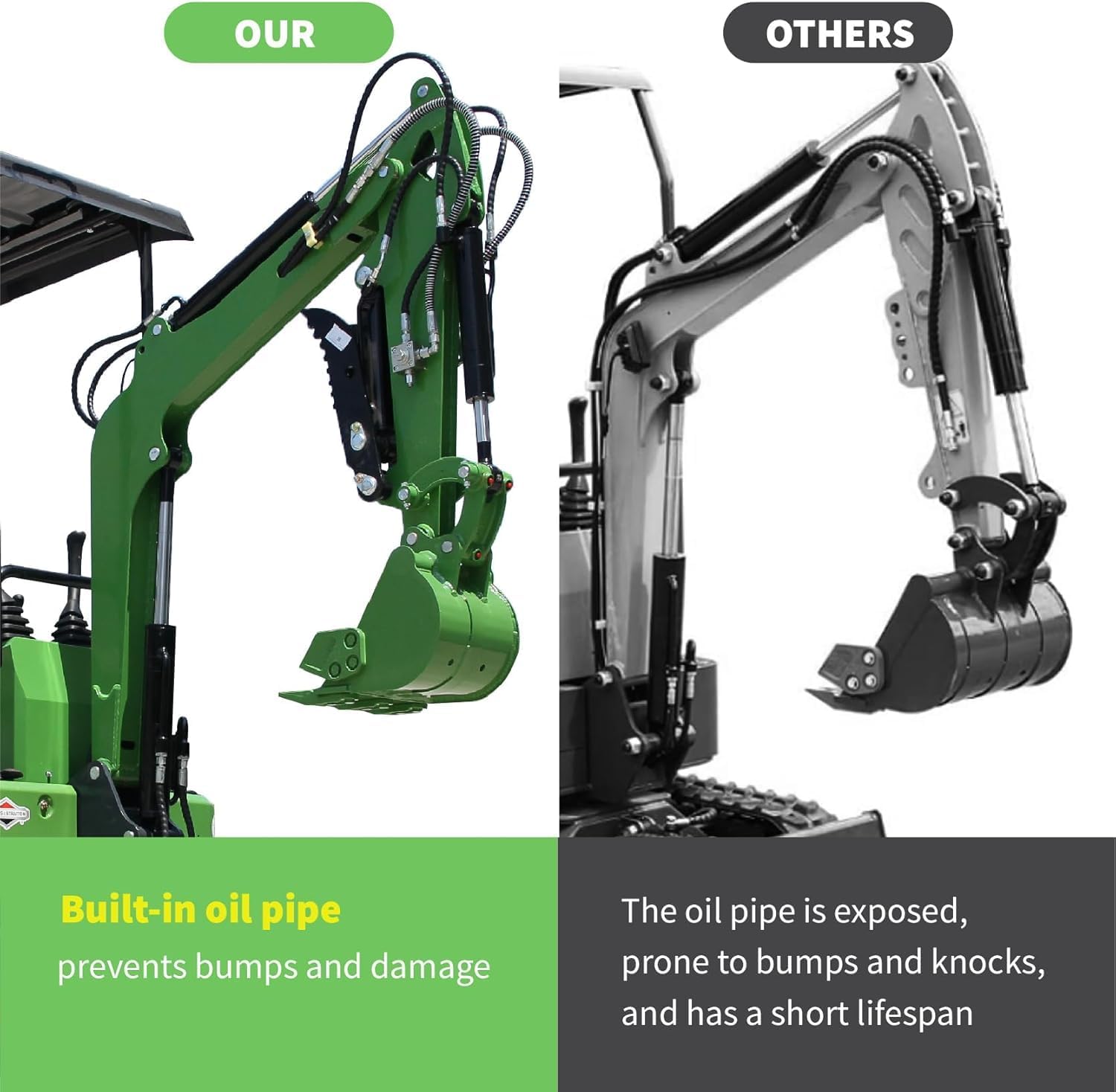 1 Ton Mini Excavator B&S Engine with Excavator Flail Mower Attachments for Garden,Road Cutting Weeds, Branch Shredding,Pioneering Land(G Mower+excavator)