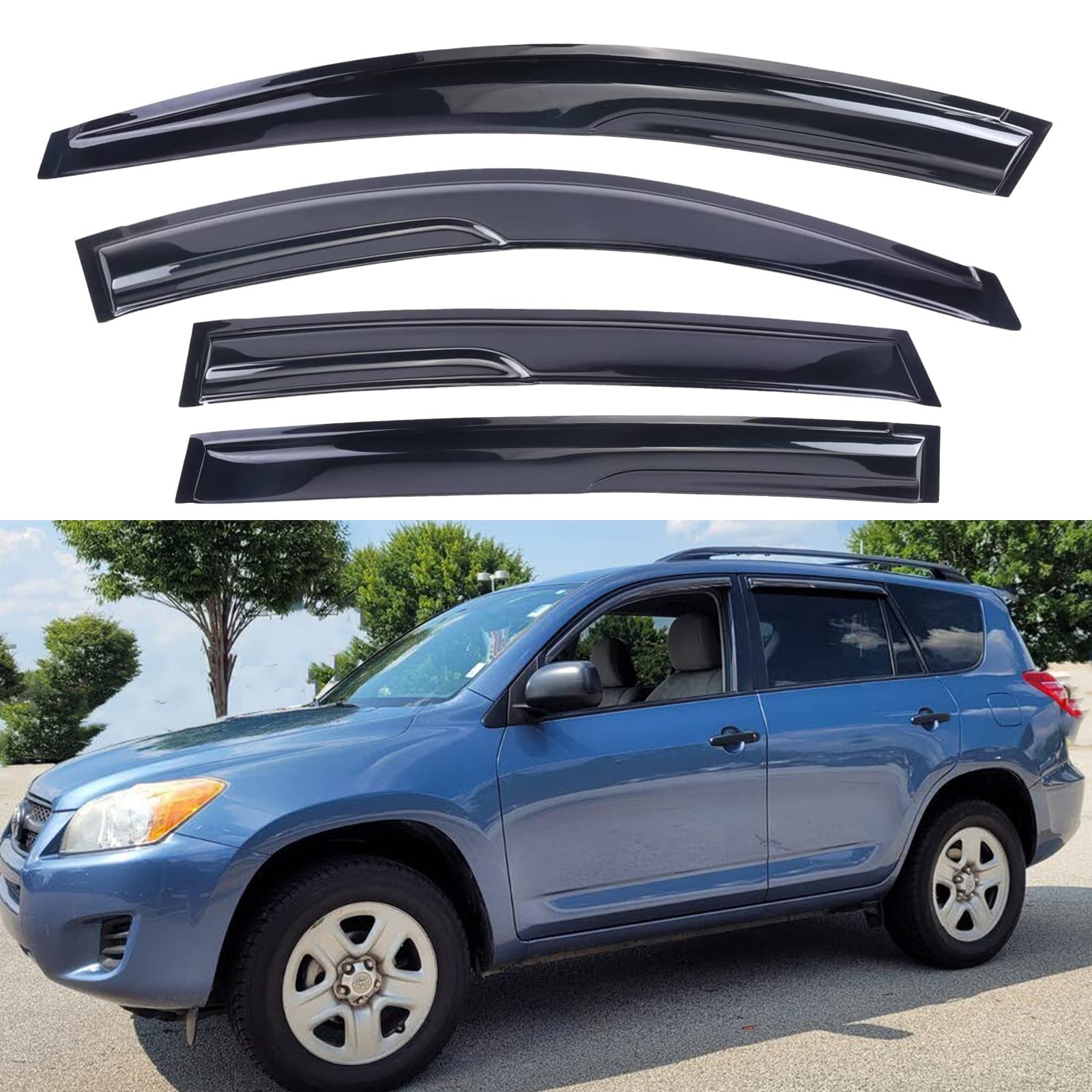 Photo 1 of Side Window Visors Rain Guards for 2006-2012 Toyota RAV4 XA30 Wind Deflectors Vent Visor Shades 2006-2012 RAV4