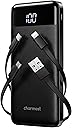 charmast Portable Charger with Built in Cables, Power Bank with Cords Wires, Slim 10000mAh Travel Battery Pack 6 Outputs 3 Inputs 3A Fast Charging for Samsung Google Pixel LG Moto iPhone iPad