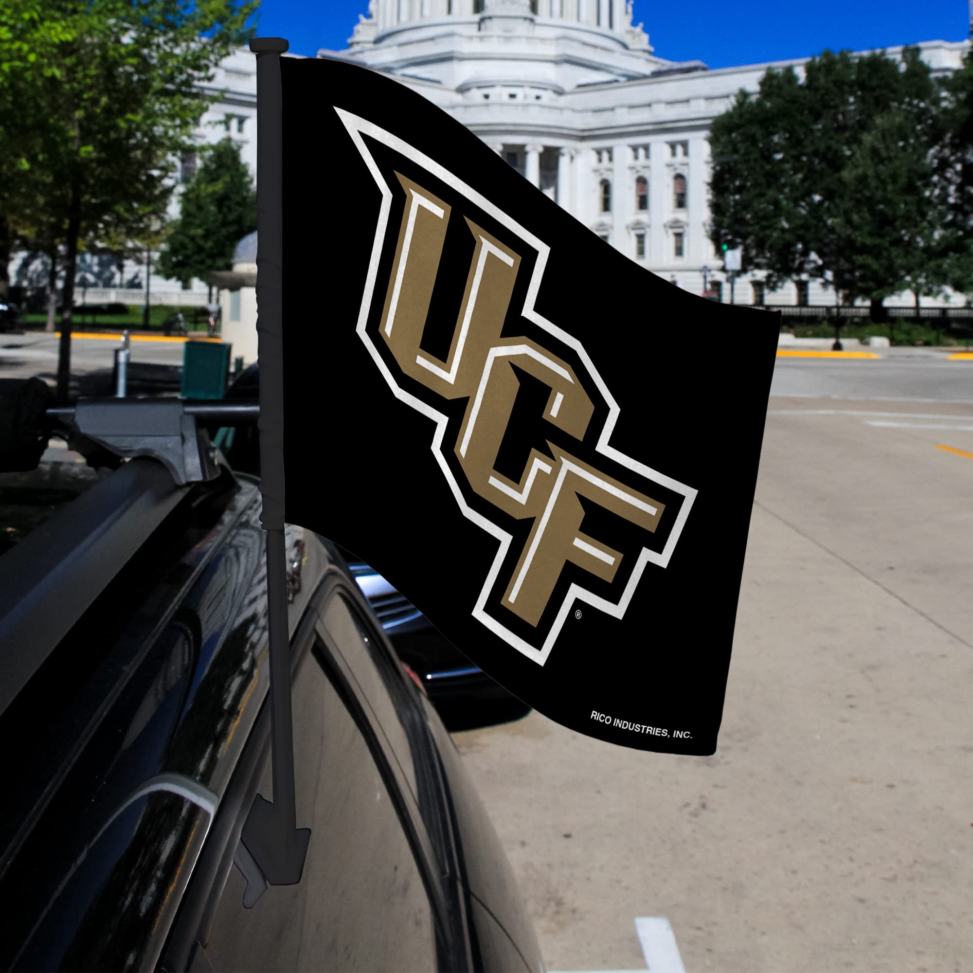 Rico Industries NCAA Central Florida Knights Alternate Car Flag W' Black Pole Double Sided Car Flag - 16