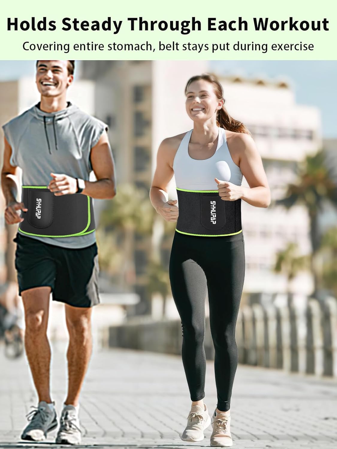 SYXUPAP Fascia Addominale Dimagrante Addominale Uomo e Donna Contenitiva, Cintura Regolabile per la Pancia, Allenamento Aumenta Intensità Aerobica, Effetto Dimagrante della Sauna, Brucia Grassi Verde M - Immagine 5