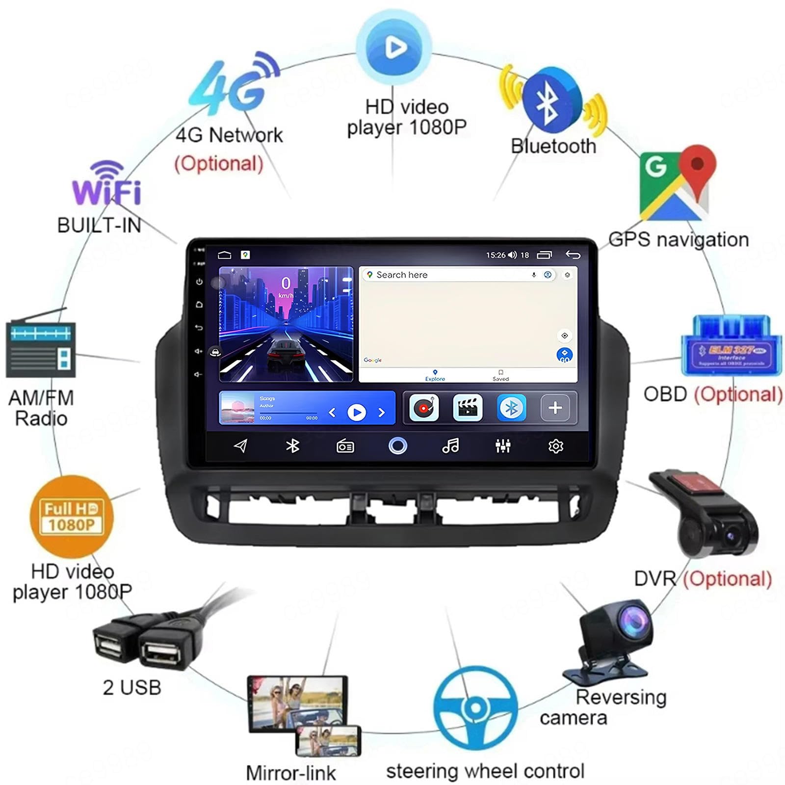 Android 15 9" Auto Stereo GPS Navigation Für Seat Ibiza 2012-2015 Zubehör Einfügen und verwenden Unterstützt Radio/Multimedia/Dual USB DVR MP5/Bluetooth Lenkradsteuerung,MS901