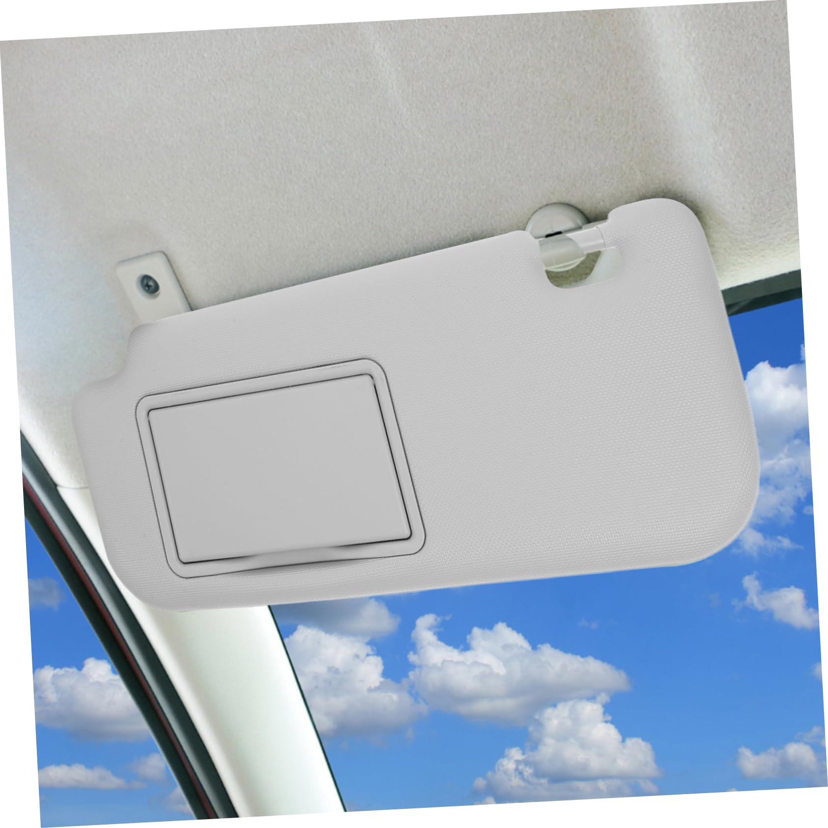 Zerodeko Parasole Auto Lato Sinistro Con Specchio Compatto in Pvc E Abs Per Visiera Parasole Lato Guida Antiabbagliamento E Sostituzione Facile Grigio