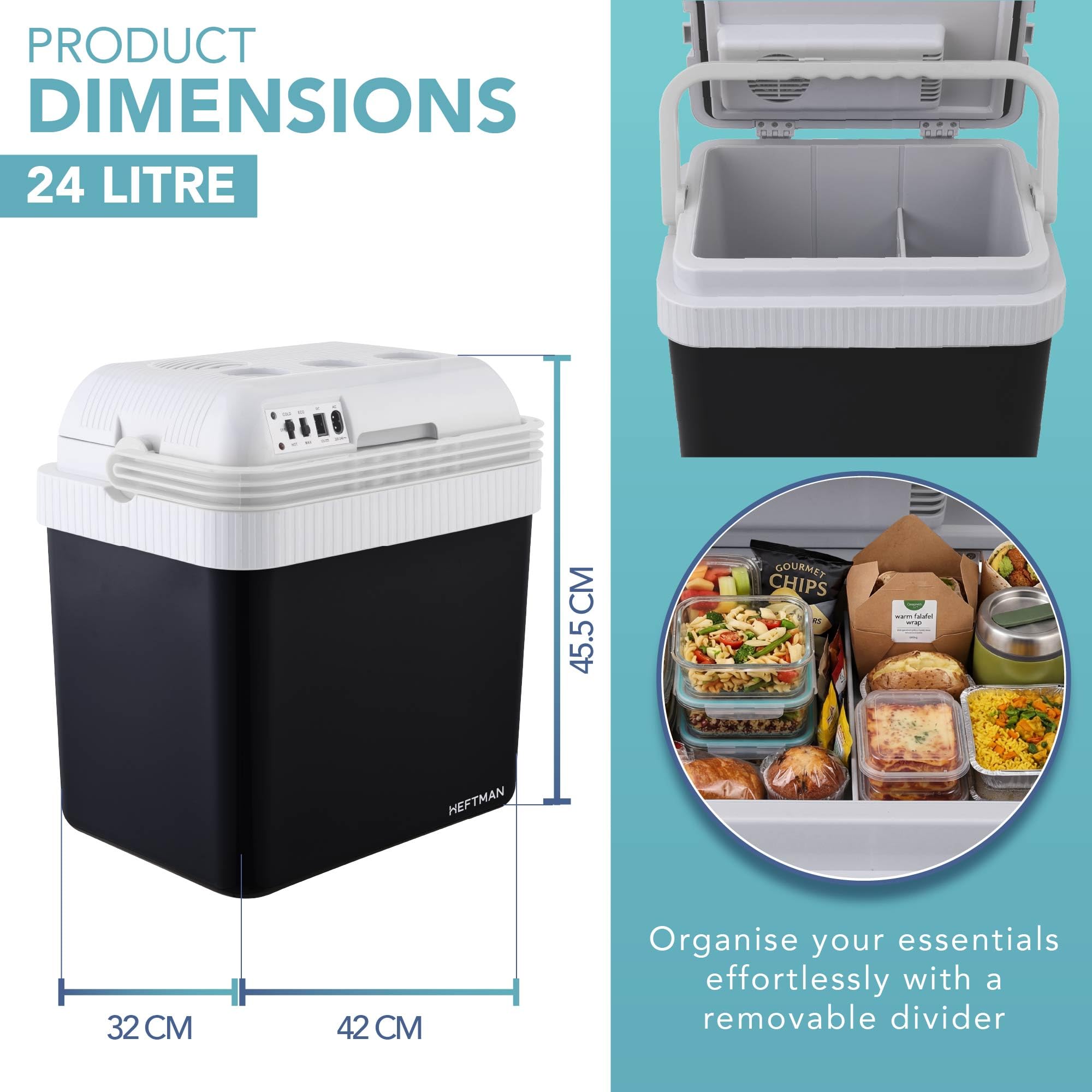 HEFTMAN Glaciere Electrique 24L - Glaciere Electrique Voiture 12V 240V