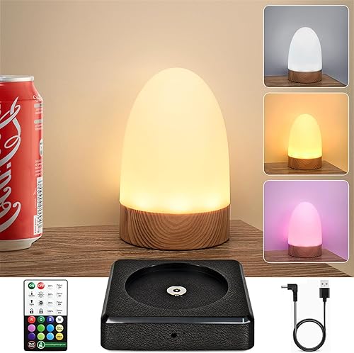 HL Lámpara de mesa LED que cambia de color con temporizador remoto, 160 horas de luz nocturna de iluminación, 12 modos de iluminación, lámpara de
