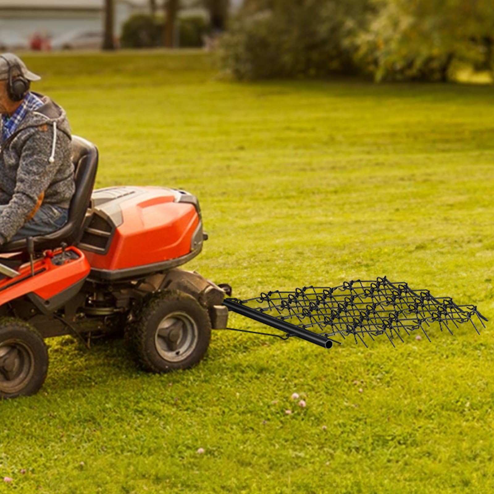VEVOR Herse Traînée à Chaîne 2000x1210 mm Niveleur d'Allée avec 69 Dents Tapis de Traînage Nivellement de Paysage Préparation de Gazon Remorquable pour Tracteur, VTT, UTV, Allée Gravier, Ferme, Champ