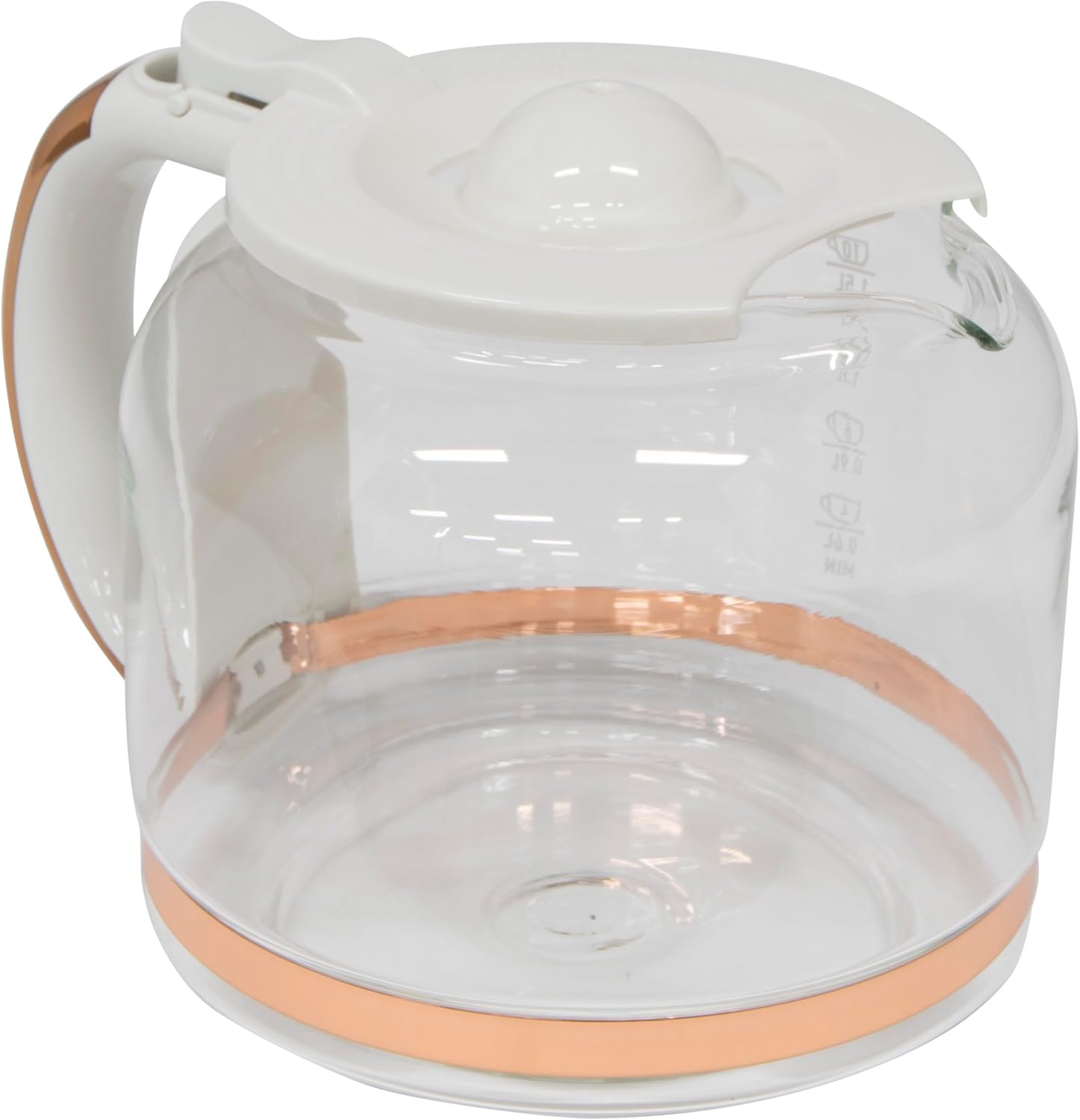 12-Cup Replacement Glass Carafe Pot with Lid for Heritage Coffee Makers, Ivory/Copper