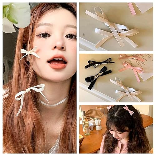 Miniatura 3 de 12 pinzas para el cabello, lazos dulces, lazos rosados, pinzas para el cabello con lazo negro, pinzas para el cabello con cinta de cocodrilo,