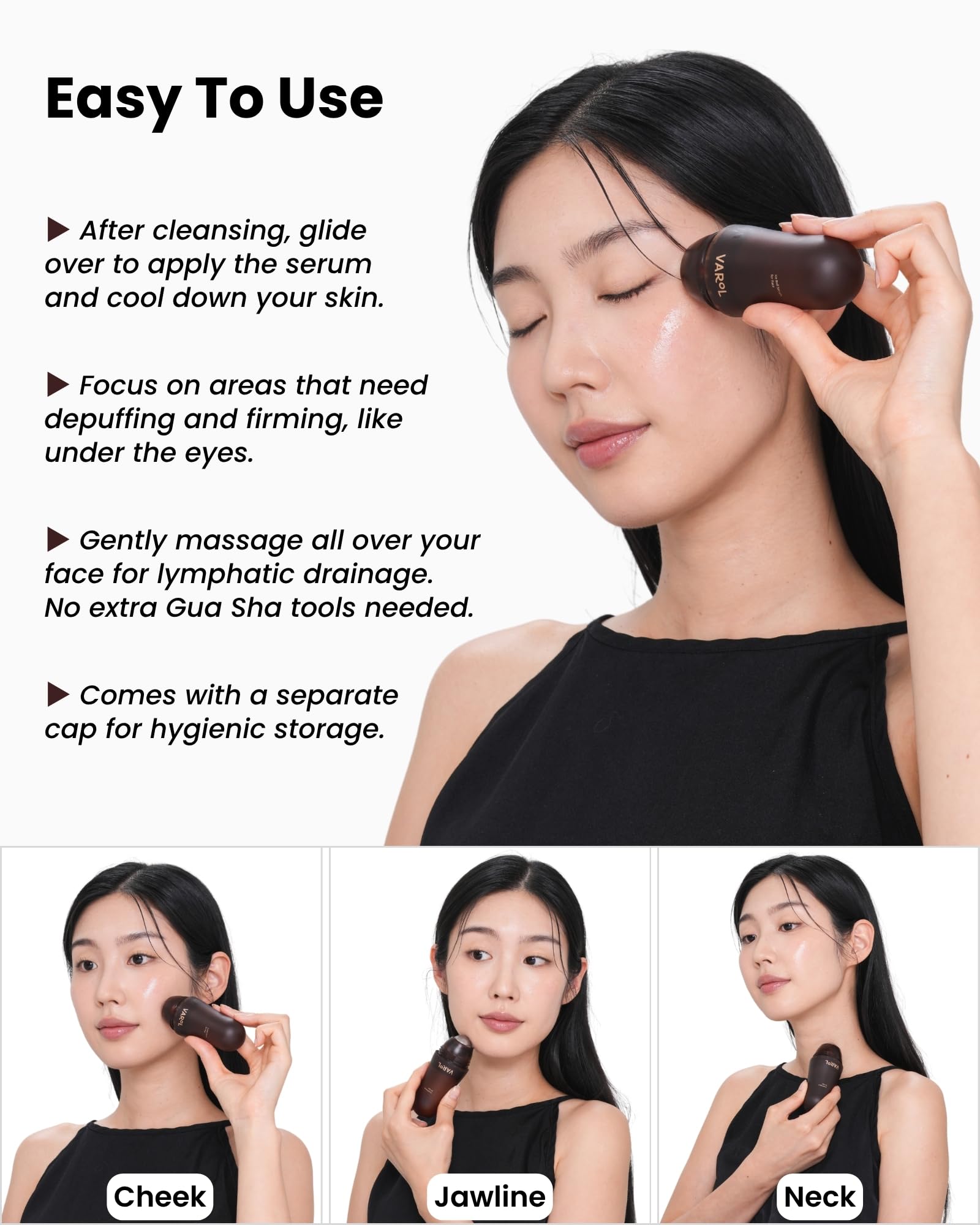 Ice Roll Serum for Face, Puffy Eyes, Under Eye Bags - Bakuchiol & Collagen for Wrinkles, Anti Aging, Cooling Ice Roller for Puffiness, Redness, Dark Circles - Korean Skin Care, 1.69 Fl Oz