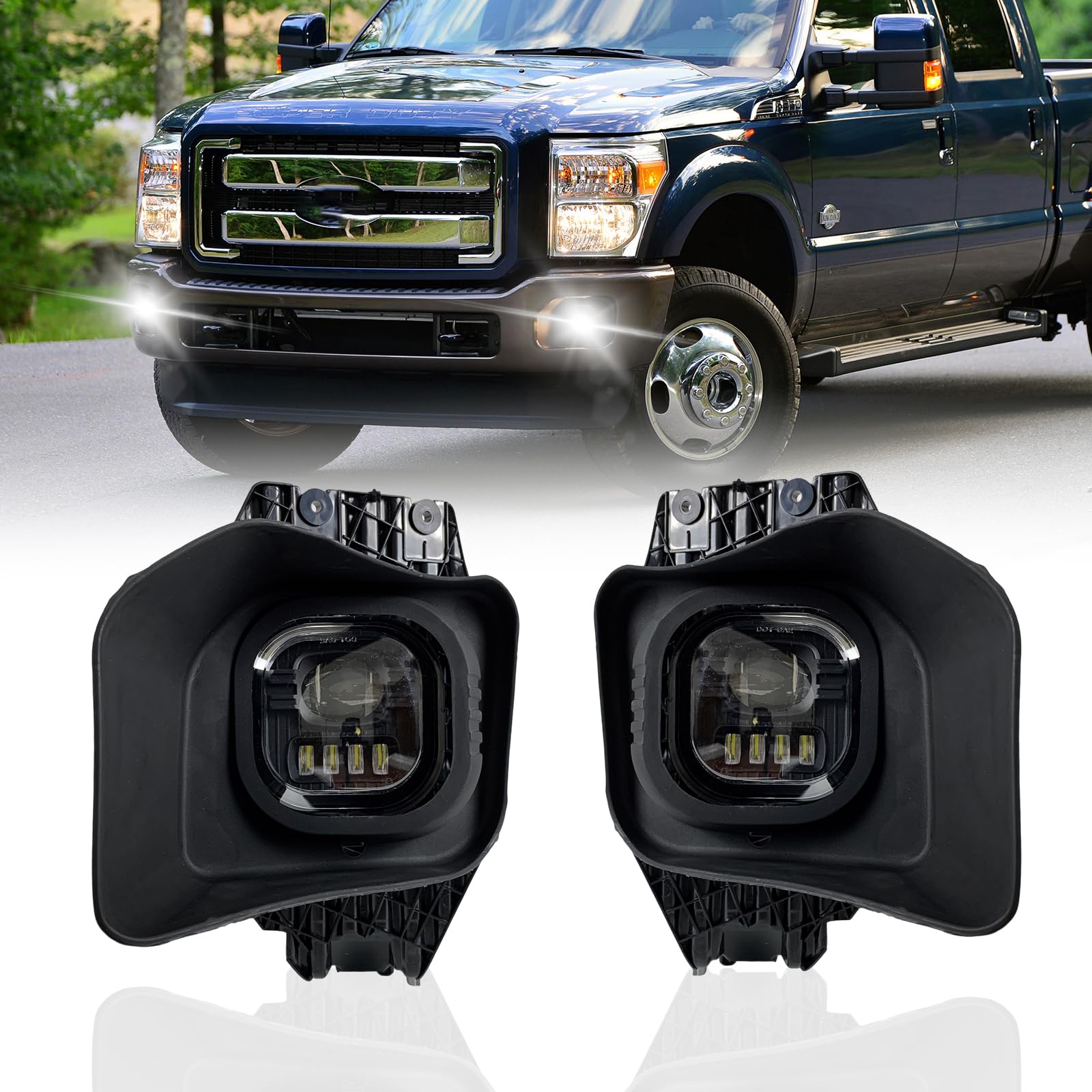 Boxlight LED Fog Lights Fit For 2011-2016 Ford F250 F350 F450 F550 Super Duty, 1 Pair Of Fog Lamps W/O Switch and Wiring