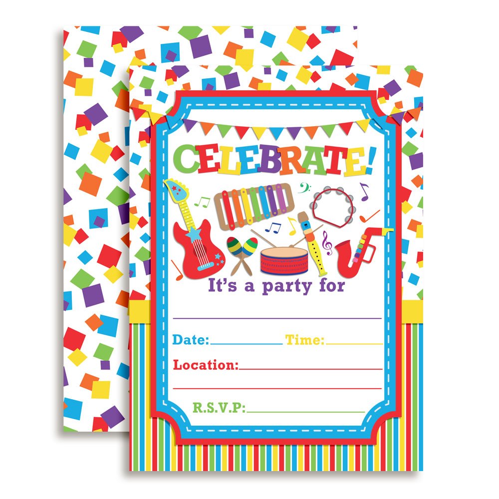 Celebrate With Musical Instruments Birthday Party Invitations 20 5x7 Fill |  Desertcart Seychelles, image size:1000x1000