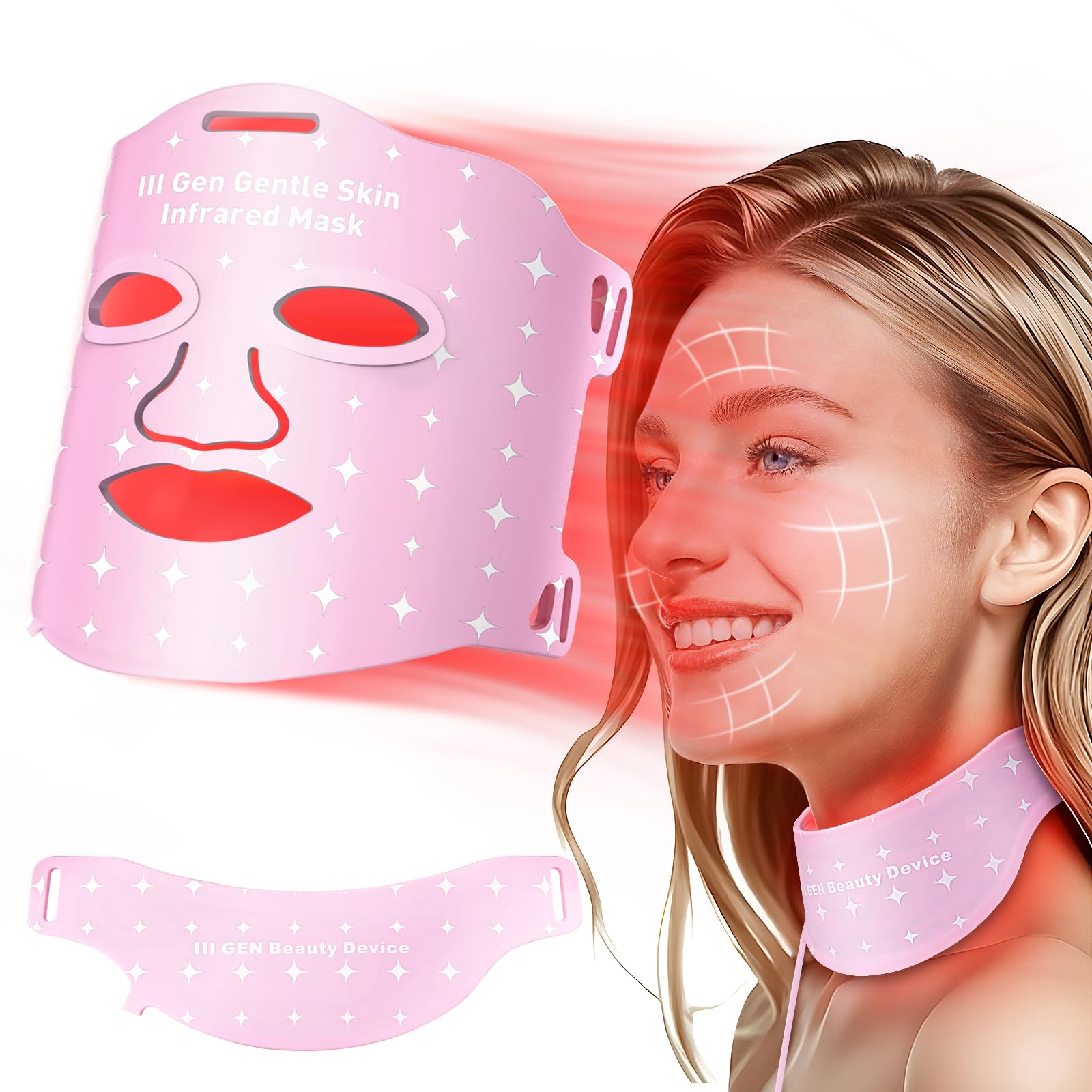 Red Light for Face Red Light Mask For Face And Neck Women 25 C-32 C Heated Infrared Face