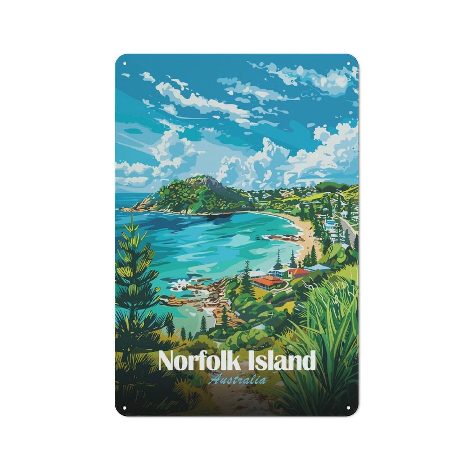 Junmoney Style-24 Metal Plaque 30X20cm With Norfolk Island, Australia For Pub Or Café, Vintage Decor, For Vintage Wall Decor Fans, For Metal Sign Collectors