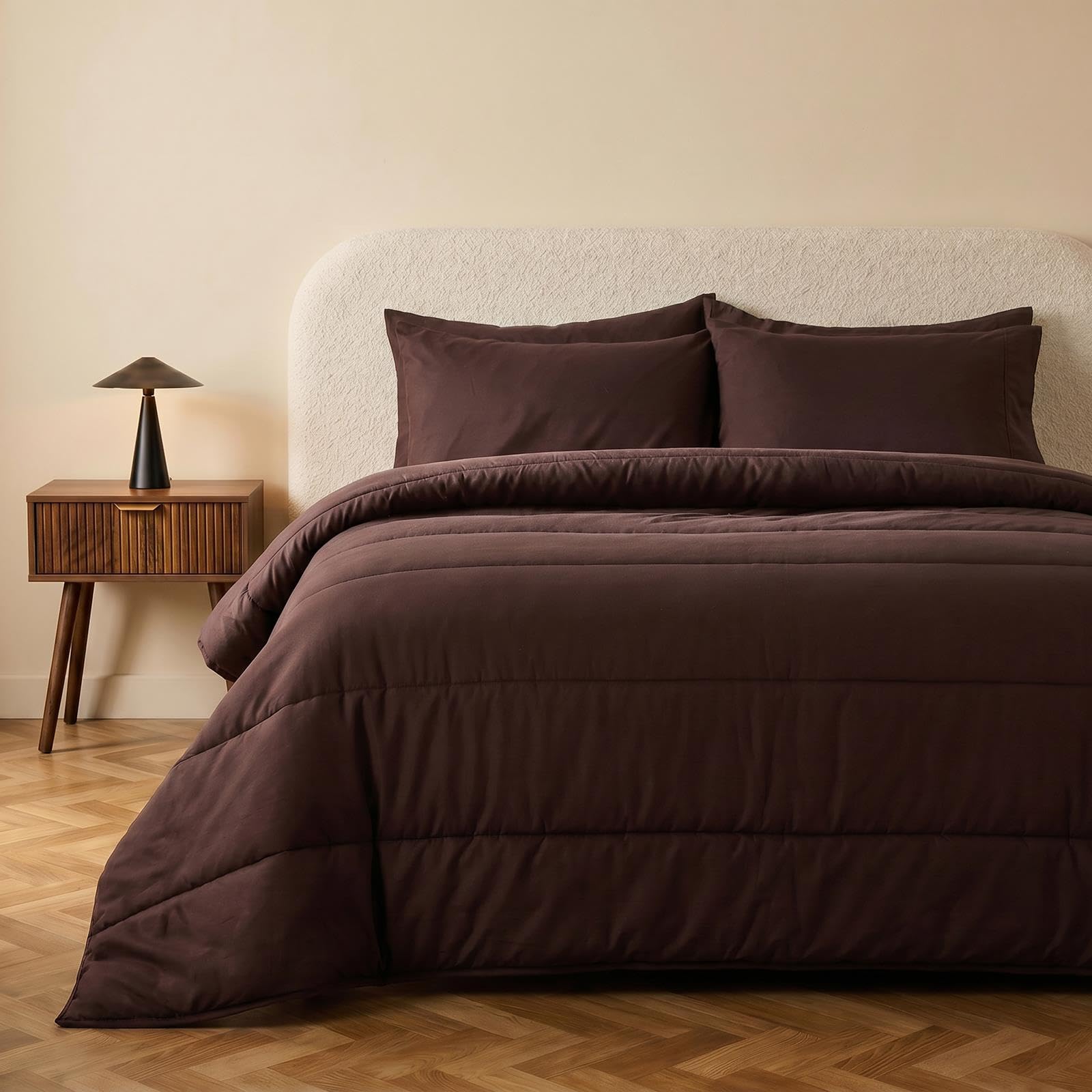 OHS Coverless Duvet Double, 10.5 Tog Double Duvet & Pillowcases - Coffee โ image 1